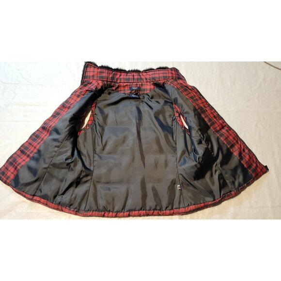 Chaps Red Plaid Womens Vest XL Faux Fur Collar - Picture 3 of 6